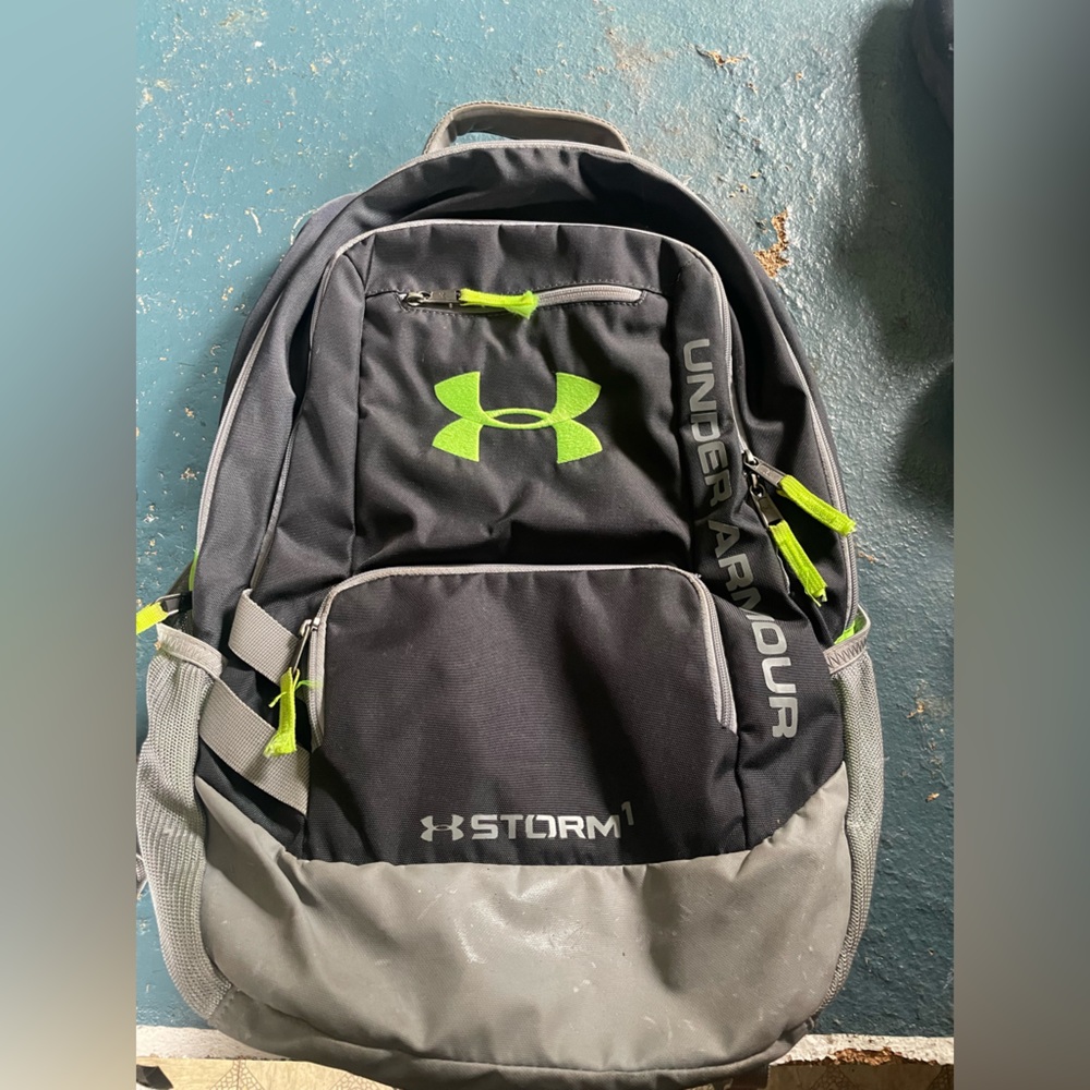 Under Armour Black and Gray Backpack with Bright Green Accents